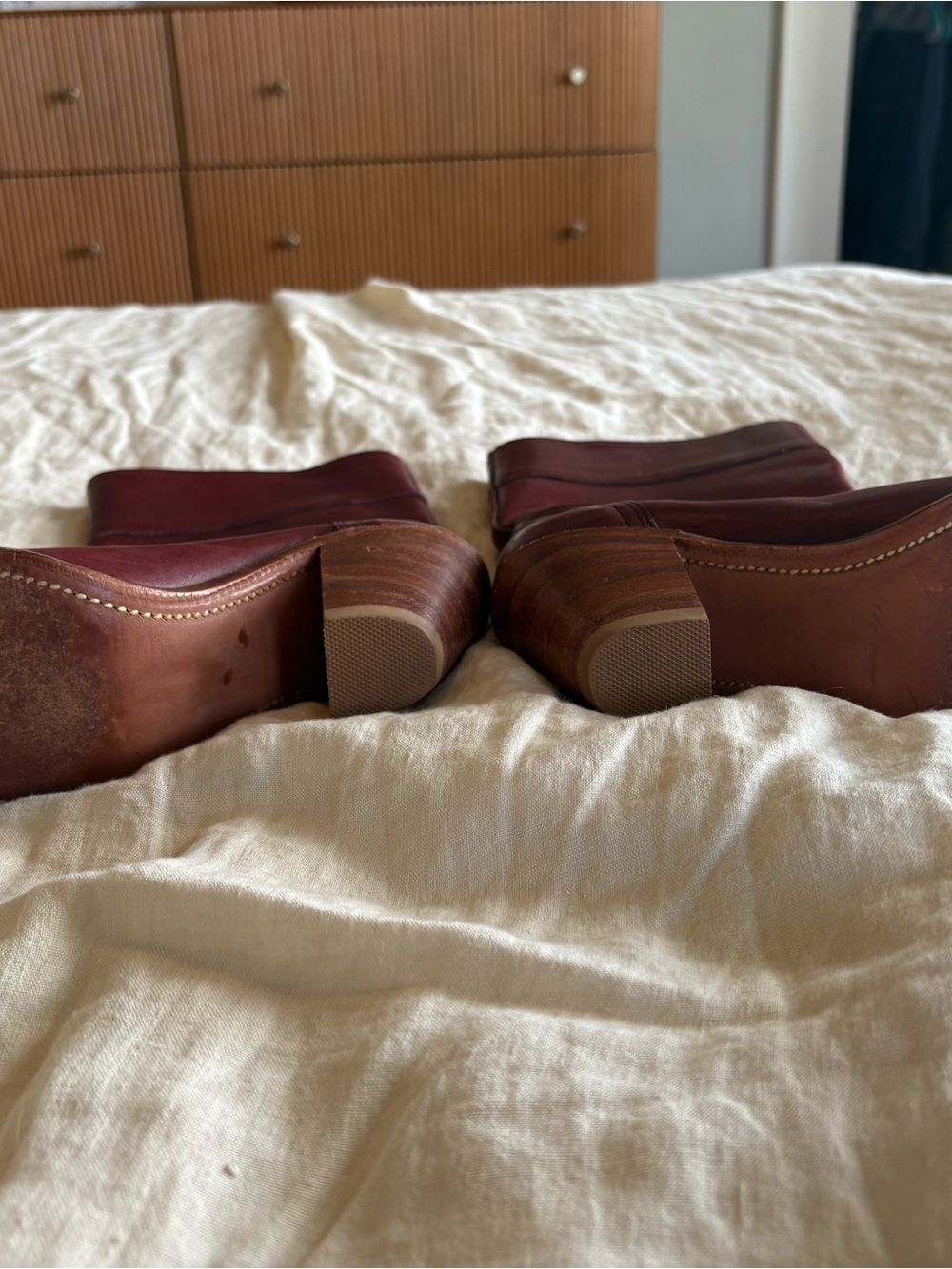 Frye Burgundy Leather Western Boots 7.5 Narrow - Picture 4 of 6